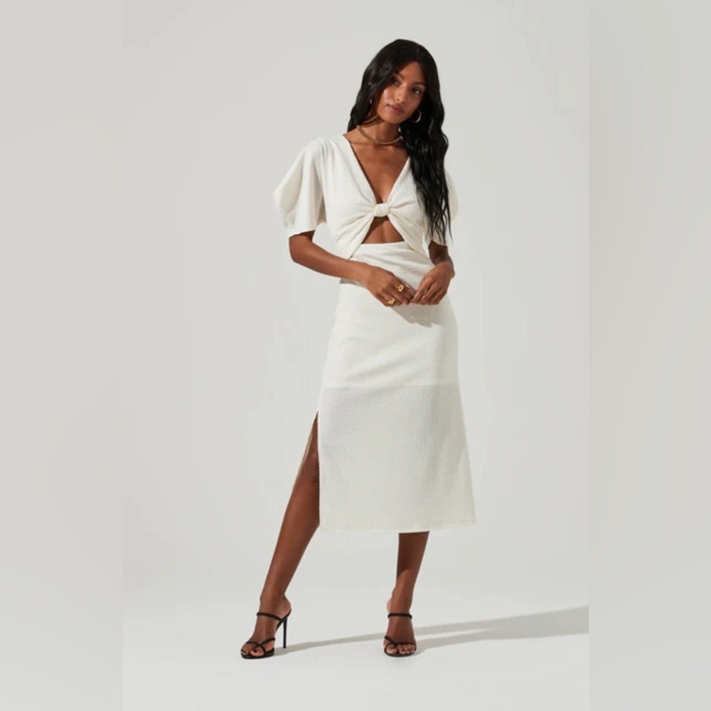 Normandie Cutout Puff Sleeve Midi Dress
